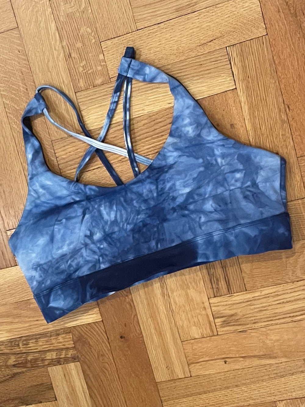 ZYIA~”ZYIA ACTIVE” Blue Tie-Dye Crisscross-Back, Strappy Sports Bra